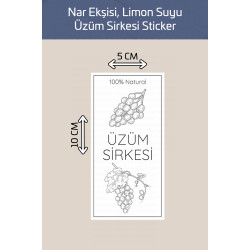 Yıkanabilir 3 Adet Nar Ekşisi Limon Suyu Üzüm Sirkesi Şişe Sticker Etiket Mutfak Suya Dayanıklı