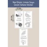 Yıkanabilir 3 Adet Nar Ekşisi Limon Suyu Üzüm Sirkesi Şişe Sticker Etiket Mutfak Suya Dayanıklı