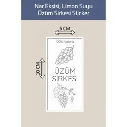 Yıkanabilir 3 Adet Nar Ekşisi Limon Suyu Üzüm Sirkesi Şişe Sticker Etiket Mutfak Suya Dayanıklı