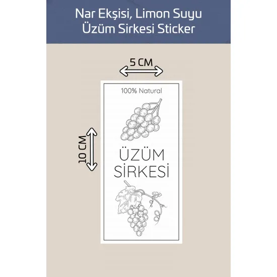 Yıkanabilir 3 Adet Nar Ekşisi Limon Suyu Üzüm Sirkesi Şişe Sticker Etiket Mutfak Suya Dayanıklı