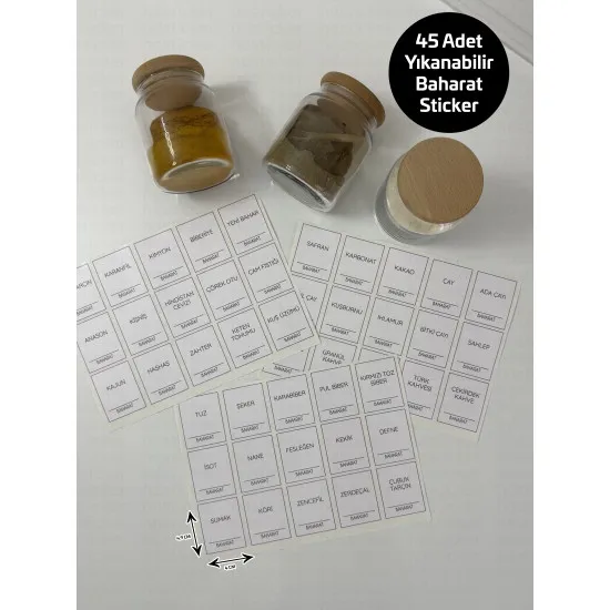 Yıkanabilir 45 Adet Baharat Kavanoz Saklama Kabı Etiketi Sticker Düzenleyici Erzak P2 Yıkanabilir 45 Adet Baharat Kavanoz Saklama Kabı Etiketi Sticker Düzenleyici Erzak P2