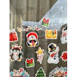 Yılbaşı Yeni Yıl Noel Temalı Cam Pencere Duvar Çocuk Odası Süsleme Sticker Seti Etiket 14 Adet P1