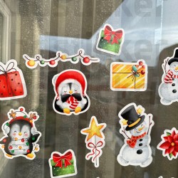 Yılbaşı Yeni Yıl Noel Temalı Cam Pencere Duvar Çocuk Odası Süsleme Sticker Seti Etiket 14 Adet P1