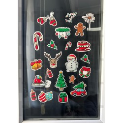 Yılbaşı Yeni Yıl Noel Temalı Cam Pencere Duvar Çocuk Odası Süsleme Sticker Seti Etiket 22 Adet P2