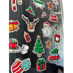 Yılbaşı Yeni Yıl Noel Temalı Cam Pencere Duvar Çocuk Odası Süsleme Sticker Seti Etiket 22 Adet P2