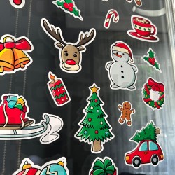 Yılbaşı Yeni Yıl Noel Temalı Cam Pencere Duvar Çocuk Odası Süsleme Sticker Seti Etiket 22 Adet P2
