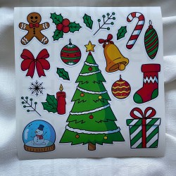 Yılbaşı Yeni Yıl Noel Temalı 19 Adet Duvar Çocuk Odası Süsleme Sticker Seti Etiket Paket 8