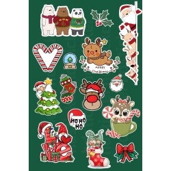 Yılbaşı Yeni Yıl Noel Temalı Cam Pencere Duvar Çocuk Odası Süsleme Sticker Seti Etiket Paket 2