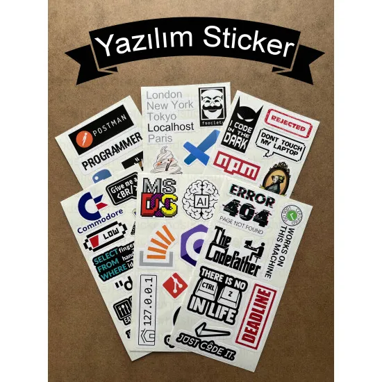 46 Adet Yazılım & Yazılımcı Software Developer Laptop Notebook Tablet Etiket Sticker Set P54