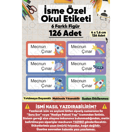 İsme Özel Okul Etiketi Kalem Defter Etiketi Özel İsim Yazılabilen Sticker Etiket 126 Adet P8 İsme Özel Okul Etiketi Kalem Defter Etiketi Özel İsim Yazılabilen Sticker Etiket 126 Adet P8