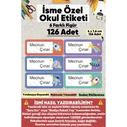 İsme Özel Okul Etiketi Kalem Defter Etiketi Özel İsim Yazılabilen Sticker Etiket 126 Adet P8