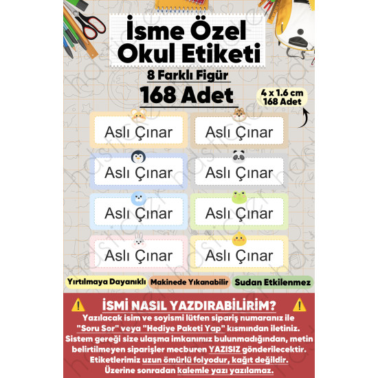 İsme Özel Okul Etiketi Kalem Defter Etiketi Özel İsim Yazılabilen Sticker Etiket 168 Adet P10 İsme Özel Okul Etiketi Kalem Defter Etiketi Özel İsim Yazılabilen Sticker Etiket 168 Adet P10