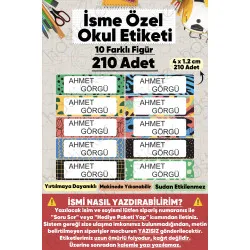 İsme Özel Okul Etiketi Kalem Defter Etiketi Özel İsim Yazılabilen Sticker Etiket 210 Adet P20