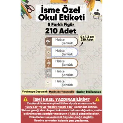 İsme Özel Okul Etiketi Kalem Defter Etiketi Özel İsim Yazılabilen Sticker Etiket 210 Adet P23
